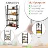 Giantex Foldable Storage Shelves with Wheels, No Assembly 4-Tier Rolling Cart, 2 of The Wheels Have Locks, Microwave Utility Cart Baker Rack, Portable Storage Rack w/Metal Frame, for Kitchen, RV view 3