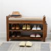 Gdrasuya10 Bamboo Shoe Rack Bench, 2 Tier Shoe Organizer with Storage Basket Shoe Seat Bench with Soft Cushion Padded & Side Drawer for Hallway Entryway Living Room 31 inch view 3