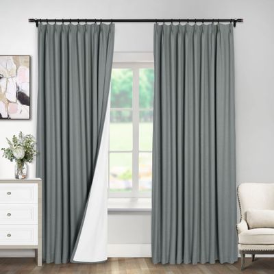 Macochico Patio Blackout Curtains 84 Inches Long,Thermal Insulated Pinch Pleat Blackout Drapes Room Darkening Window Treatments Curtains,Grey,72W x 84L,1 Panel