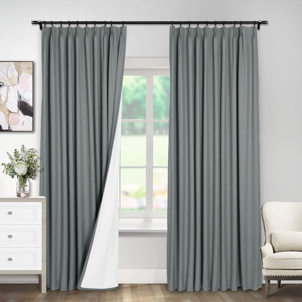 Macochico Patio Blackout Curtains 84 Inches Long,Thermal Insulated Pinch Pleat Blackout Drapes Room Darkening Window Treatments Curtains,Grey,72W x 84L,1 Panel