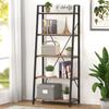 BON AUGURE Industrial 5 Tier Ladder Bookshelf, Wood and Metal Ladder Shelf Bookcase, Farmhouse Leaning Shelves for Living Room (Vintage Oak) view 1