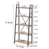 BON AUGURE Industrial 5 Tier Ladder Bookshelf, Wood and Metal Ladder Shelf Bookcase, Farmhouse Leaning Shelves for Living Room (Vintage Oak) view 2
