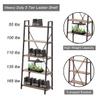 BON AUGURE Industrial 5 Tier Ladder Bookshelf, Wood and Metal Ladder Shelf Bookcase, Farmhouse Leaning Shelves for Living Room (Vintage Oak) view 3