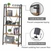 BON AUGURE Industrial 5 Tier Ladder Bookshelf, Wood and Metal Ladder Shelf Bookcase, Farmhouse Leaning Shelves for Living Room (Vintage Oak) view 4
