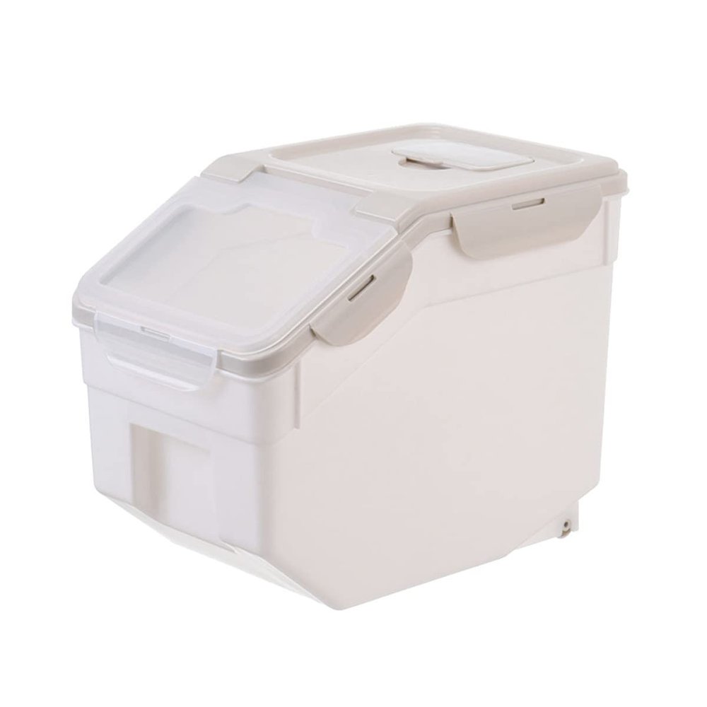 Cabilock Pet Food Storage Container Moisture Bin Snap-tight Lid for Dog and Cat Food Beige Airtight Design