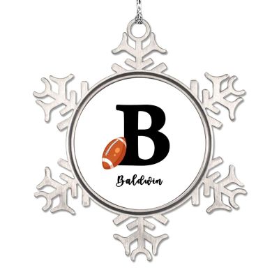 American Football Christmas Ornaments 2022 Snowflake Ornaments Monogram Initial Letter B Ornaments for Christmas Trees Novelty Metal Souvenir Keepsake Gifts for Mom Bridesmaid Bridal Shower 3 Inch