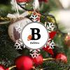 American Football Christmas Ornaments 2022 Snowflake Ornaments Monogram Initial Letter B Ornaments for Christmas Trees Novelty Metal Souvenir Keepsake Gifts for Mom Bridesmaid Bridal Shower 3 Inch view 3