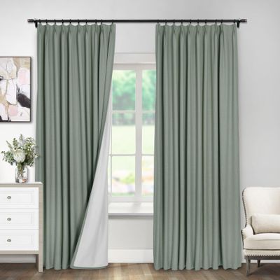 Macochico Patio Blackout Curtains 84 Inches Long,Thermal Insulated Pinch Pleat Blackout Drapes Room Darkening Window Treatments Curtains,Jadeite,72W x 84L,1 Panel