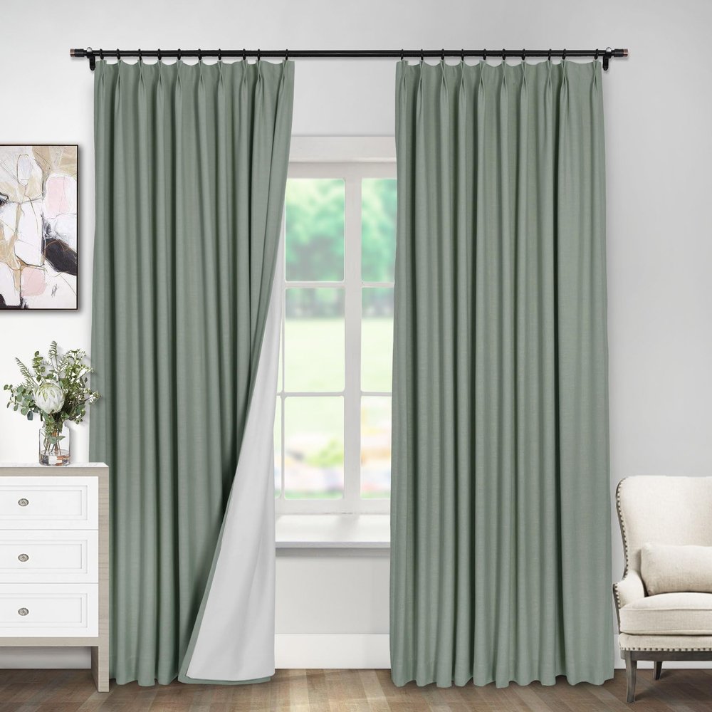 Macochico Patio Blackout Curtains 84 Inches Long,Thermal Insulated Pinch Pleat Blackout Drapes Room Darkening Window Treatments Curtains,Jadeite,72W x 84L,1 Panel