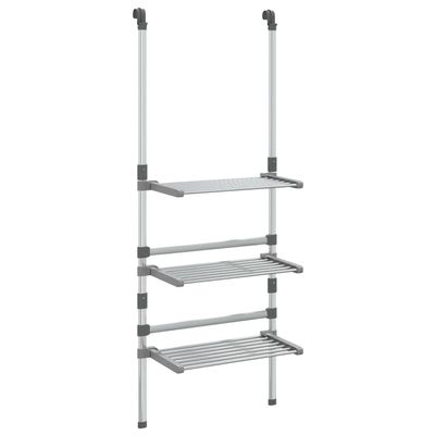 vidaXL Adjustable 3-Tier Hanging Aluminum Laundry Drying Rack - Space-Saving, Easy Hanging, Silver