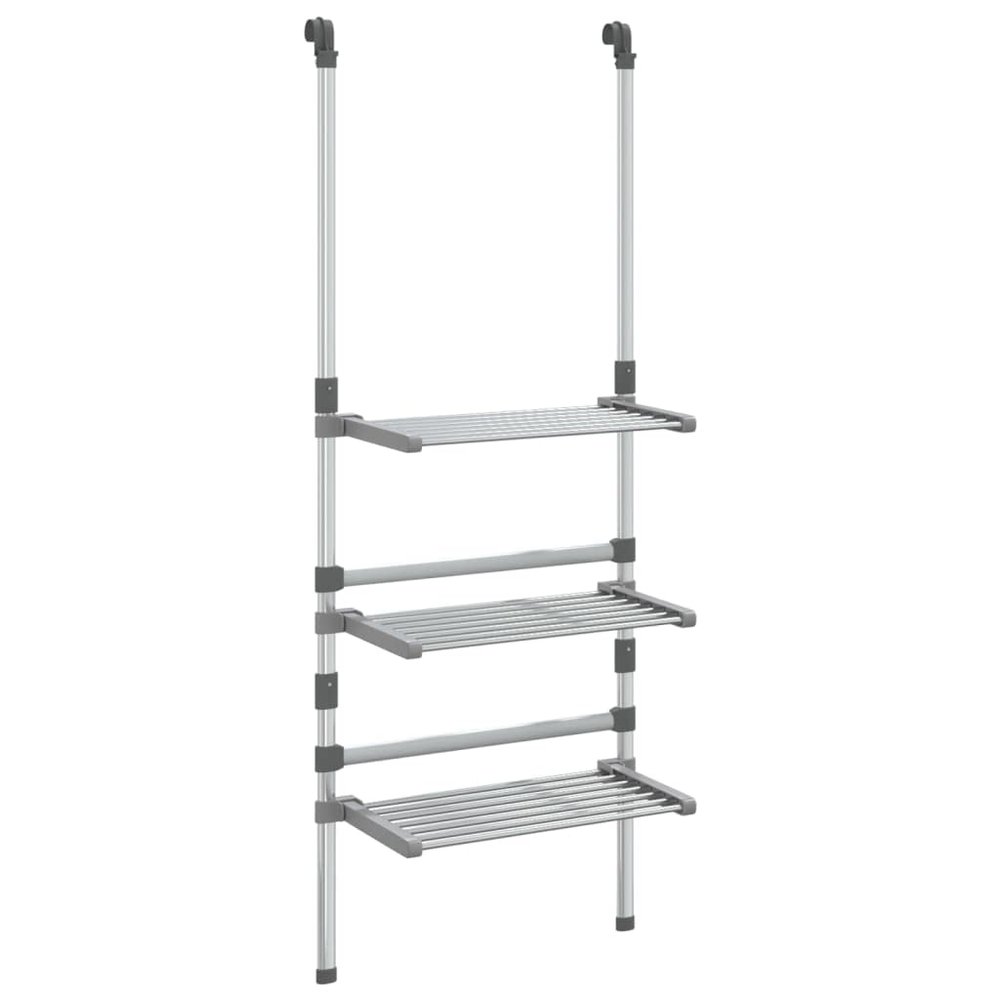 vidaXL Adjustable 3-Tier Hanging Aluminum Laundry Drying Rack - Space-Saving, Easy Hanging, Silver