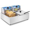 Electric Deep Fryer with Basket Stainless Steel 6 Liters 12 Liters Oil Fryers, Temperature Setting & Light Indicator with Adjustable Thermostat Control and Removable Frying Basket for Kitchen,Double view 1