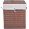 FAMIROSA Bamboo Laundry Bin with Lid and a Removable Fabric Liner, 15.7"x11.8"x23.6" Rectangular Washing Clothes Basket Storage Bin with Handle, Suitable for Bedroom, Bathroom, Laundry, Brown view 1