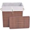FAMIROSA Bamboo Laundry Bin with Lid and a Removable Fabric Liner, 15.7"x11.8"x23.6" Rectangular Washing Clothes Basket Storage Bin with Handle, Suitable for Bedroom, Bathroom, Laundry, Brown view 2