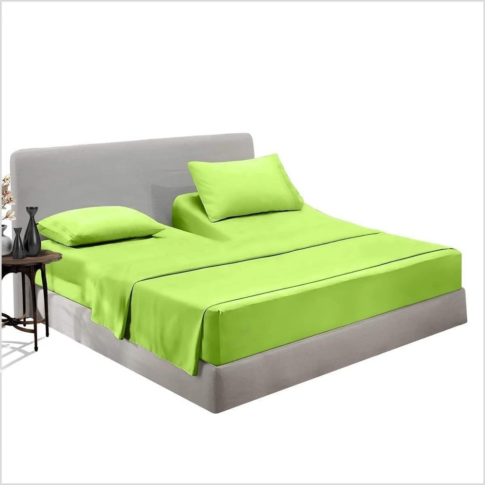 Top Split Head Flex King Sheet Set for Adjustable Beds - Green 4 PC's Split King Bed Sheets - 600 Thread Count 100% Egyptian Cotton Split Sheets - Extra Deep Pocket 14-18" - Split Down 39" from Top