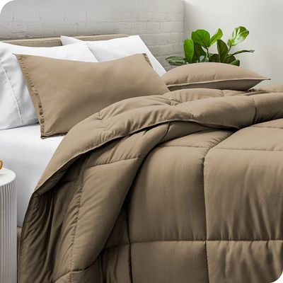 Maher Bedding Egyptian Cotton 500 TC 300GSM Box Stich Collection Fluffy Soft 3pc (1 Comforter 2 Pillow Shams) Comforter (Taupe, Twin XL- 68'' X 90'')