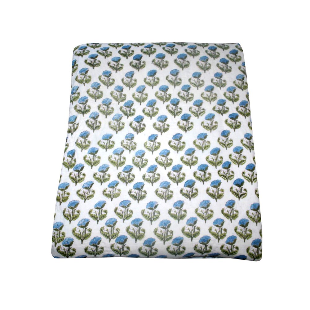Kantha Beautiful Handmade Floral Printed Quilt Cotton Jaipuri Razai Bedspread Warm Blanket Throw Home Bedding (Size_108x108 Inch)