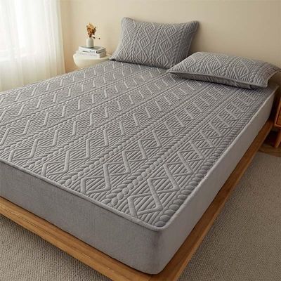 XHHBS Extra Deep Pocket Fitted Sheet and 2 Pillowcases, Coral Velvet Bed Mattress Protective Cover Pure Color Milk Fleece Bed Sheet Bedspread (Color : Gray2, Size : California King)