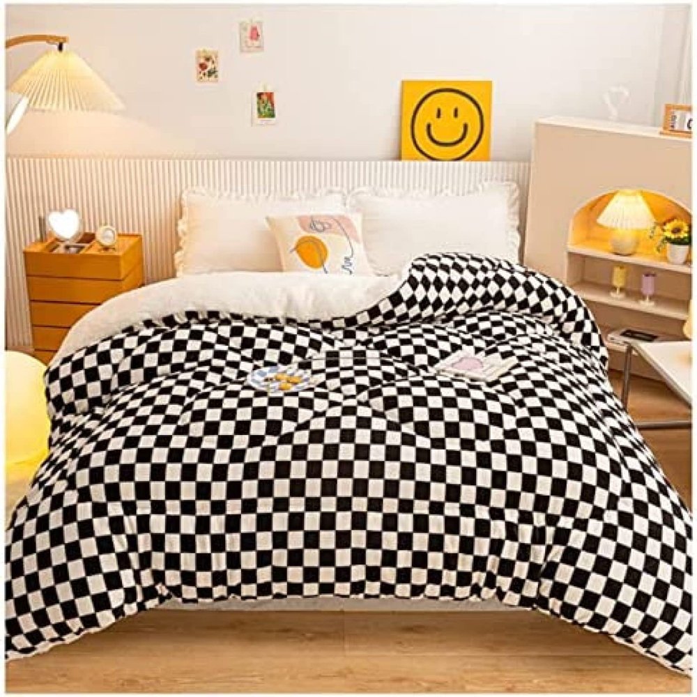 Pealihuy Fluffy Plush Duvet, Super Warm Lamb Quilt Winter Blanket, Double-Sided Quilt, Winter Warm Blanket, for Autumn Spring Home Bedroom,F,200x230cm/6kg