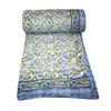 Kantha Indian Blue Floral Cotton Design Handmade Rajasthani Bed Jaipuri Razai with Cotton Filling Bedspread Warm Quilt (Size_108x108 Inch) view 3