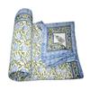 Kantha Indian Blue Floral Cotton Design Handmade Rajasthani Bed Jaipuri Razai with Cotton Filling Bedspread Warm Quilt (Size_108x108 Inch) view 4