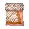 Kantha Indian Handmade Block Floral Cotton Reversible Winter Razai Quilt Light Weight Floral Coverlet Throw Warm Blanket (Size_108x108 Inch) view 1