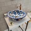 Unique Hatayi Flower and Floral Bathroom Sink, Ceramic Round Washbasin, Vanity Vessel Sink, Kitchen Sink, Powder Sink, Bathroom Remodeling view 1