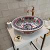 Geometric Mid Century Flame Bathroom Sink, Ceramic Round Washbasin, Vanity Vessel Sink, Kitchen Sink, Cloakroom Sink, Bathroom Remodeling (Diameter: 60 Cm - 24) view 1
