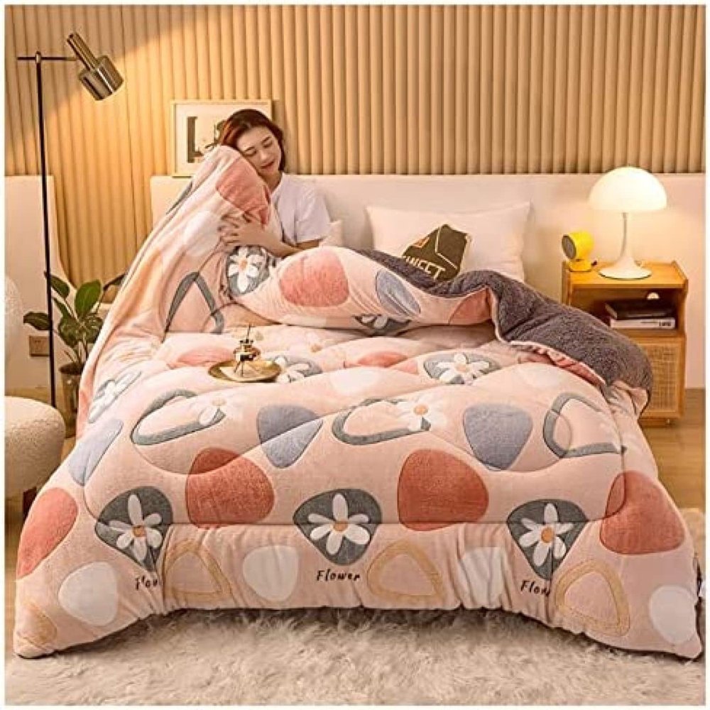 Pealihuy Thicken Lamb Cashmere Blanket Autumn Winter Soft Warm Bed Quilt Bedding Nordic Double Layer Flannel Air Conditioning Milk Velvet for Home,N,200 * 230/4kg