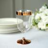 12 pcs 6.5 oz Rose Gold Rim Clear Plastic Party Goblets Disposable  Clear Drinkware, Plastic Wine Glasses for Weddings Parties Events Receptions Home Bar Cocktails Dining Tableware Decorations view 1