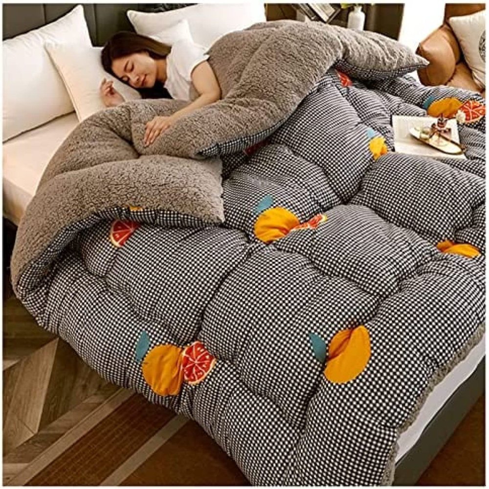 Pealihuy Winter Quilt, Thicken Warm Lamb Cashmere Blanket Winter, Super Warm Lamb Wool, Thickened Warm Plush Comforter Core for Home Bedroom,D,220x240cm/4kg
