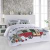 3 Pieces Cali King Bedding Duvet Covers Set Merry Christmas RVs Xmas Snowy Pine Tree Soft Quilt Cover and Pillow Shams,Lightweight Comforter Cover Sets for Bedroom Decor Snowman on Car Snowflakes view 2