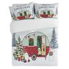3 Pieces Cali King Bedding Duvet Covers Set Merry Christmas RVs Xmas Snowy Pine Tree Soft Quilt Cover and Pillow Shams,Lightweight Comforter Cover Sets for Bedroom Decor Snowman on Car Snowflakes view 3