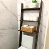 GENESIS WOODESIGN Over The Toilet Birch Wood Bathroom Organizer Shelves, 3-Tier Freestanding Above Toilet Storage Ladder Shelf, Standing Space Saver Behind Toilet Small Bathroom Organizer (Walnut) view 2