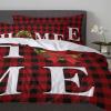 3 Pieces Full Bedding Duvet Covers Set Christmas Home Texts Pine Wreath Soft Quilt Cover and Pillow Shams,Lightweight Comforter Cover Sets for Bedroom Decor Chic Buffalo Check view 4