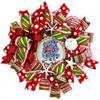 Flamingo Coastal, Beach, Nautical Christmas Wreath, Sand Dollar, Starfish, Bow view 1
