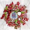 Flamingo Coastal, Beach, Nautical Christmas Wreath, Sand Dollar, Starfish, Bow view 2