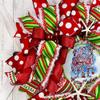 Flamingo Coastal, Beach, Nautical Christmas Wreath, Sand Dollar, Starfish, Bow view 4