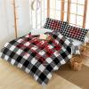 3 Pieces Full Bedding Duvet Covers Set Christmas Red Quotes on Black White Buffalo Cheque Soft Quilt Cover and Pillow Shams,Lightweight Comforter Cover Sets for Bedroom Decor Xmas Texts view 1