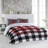 3 Pieces Full Bedding Duvet Covers Set Christmas Red Quotes on Black White Buffalo Cheque Soft Quilt Cover and Pillow Shams,Lightweight Comforter Cover Sets for Bedroom Decor Xmas Texts view 2