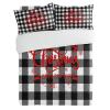 3 Pieces Full Bedding Duvet Covers Set Christmas Red Quotes on Black White Buffalo Cheque Soft Quilt Cover and Pillow Shams,Lightweight Comforter Cover Sets for Bedroom Decor Xmas Texts view 3