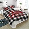 3 Pieces Full Bedding Duvet Covers Set Christmas Red Quotes on Black White Buffalo Cheque Soft Quilt Cover and Pillow Shams,Lightweight Comforter Cover Sets for Bedroom Decor Xmas Texts view 4