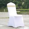 Balsa Circle 100 pcs Champagne Reversible Satin Faux Leather Bow Tie Chair Sashes with Buckles Wedding Ceremony Reception Decorations view 2