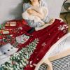 Chucoco Sherpa Throw Blanket Christmas Snowman Pine Tree Flannel Fleece Soft Cozy Warm Throws Luxury Microfiber Blankets Plush Quilt Bedspread for Bed Couch Sofa Geometric Snowflake on Xmas Red view 4
