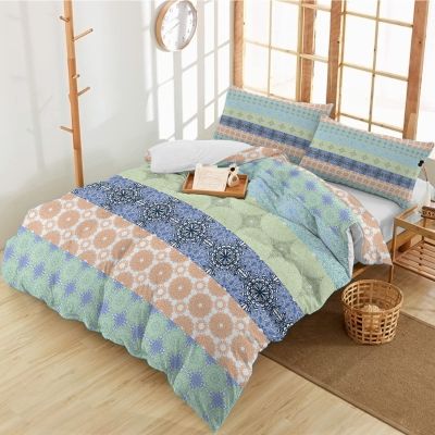 3 Pieces Full Bedding Duvet Covers Set Bohemian Traditional Art Soft Quilt Cover and Pillow Shams,Lightweight Comforter Cover Sets for Bedroom Decor Colorful Boho Flower