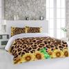 3 Pieces Cali King Bedding Duvet Covers Set Leopard Animal Skin Print Yellow Sunflowers Soft Quilt Cover and Pillow Shams,Lightweight Comforter Cover Sets for Bedroom Decor Spring Blossoms Floral view 2