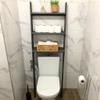 GENESIS WOODESIGN Over The Toilet Bathroom Organizer Shelves, 3-Tier Freestanding Above Toilet Storage Ladder Shelf, Standing Space Saver Behind Toilet Small Bathroom Organizer (Grey) view 2