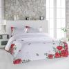 3 Pieces Full Bedding Duvet Covers Set Valentine's Day Blossoms Red Rose Flower Soft Quilt Cover and Pillow Shams,Lightweight Comforter Cover Sets for Bedroom Decor Green Boho Plant Leaf view 2