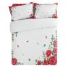 3 Pieces Full Bedding Duvet Covers Set Valentine's Day Blossoms Red Rose Flower Soft Quilt Cover and Pillow Shams,Lightweight Comforter Cover Sets for Bedroom Decor Green Boho Plant Leaf view 3