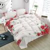3 Pieces Full Bedding Duvet Covers Set Valentine's Day Blossoms Red Rose Flower Soft Quilt Cover and Pillow Shams,Lightweight Comforter Cover Sets for Bedroom Decor Green Boho Plant Leaf view 4